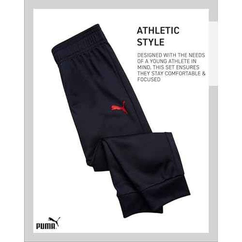 PUMA Toddler Boys Joggers Set - 2 Piece Short Sleeve TShirts and Active Fleece Joggers for Boys Athletic Set (18M-5T)