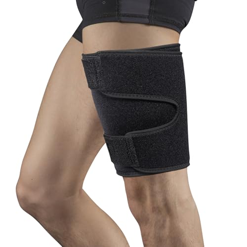 Thigh Brace, Hamstring Quadriceps Support and Thigh Wraps, Adjustable Compression Sleeve Support for Pulled Groin Muscle, Sprains, Tendonitis, Sciatica Pain and Sports Recovery for Men and Women