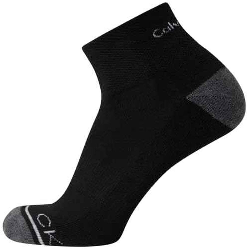 Calvin Klein Mens Quarter Socks - 6 Pack Breathable Cushion Athletic Quarter Length Ankle Socks for Men for Running & Workout