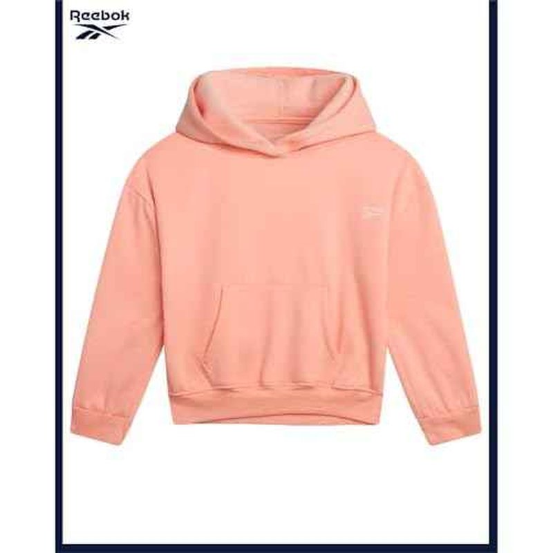 Reebok Girls Sweatsuit Set - 2 Piece Soft Long Sleeve Hoodie Sweatshirt and Sweatpants for Girls - Athletic Sweatsuit, Size 8, Peach