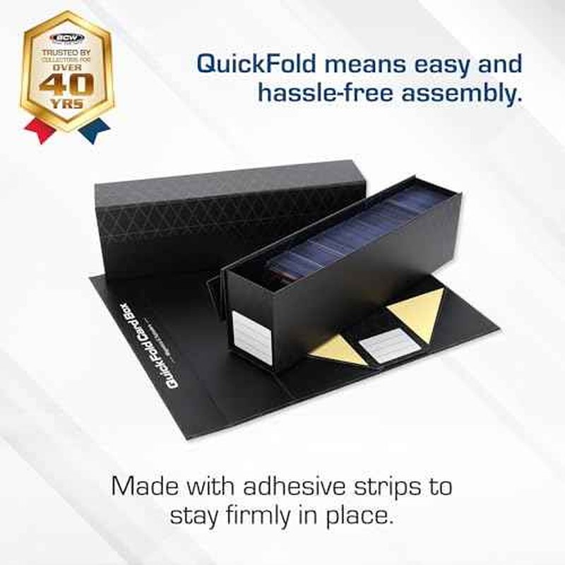 BCW QuickFold¢ç Card Storage Boxes for Magnetics & Toploaders ? 3 Pack | Trading Card Holder Box with Magnetic Closure | Easy Fold Assembly for Sports and TCG Cards