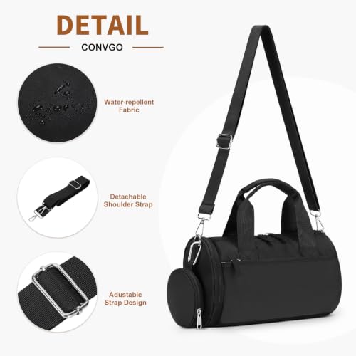 Convgo Small Black Gym & Travel Duffle Bag for Men & Women