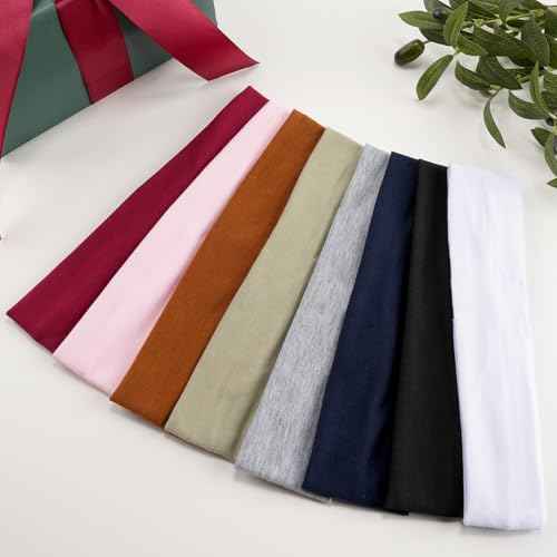 8 Pack Headbands for Women, Elastic Soft Hair Bands Non Slip Women's Fashion Headbands for Daily Workout Yoga Running