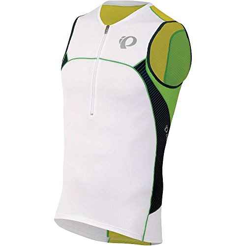 Pearl Izumi - Run Men's Elite in-R-Cool Tri SL Jersey, Medium, White/Green Flash