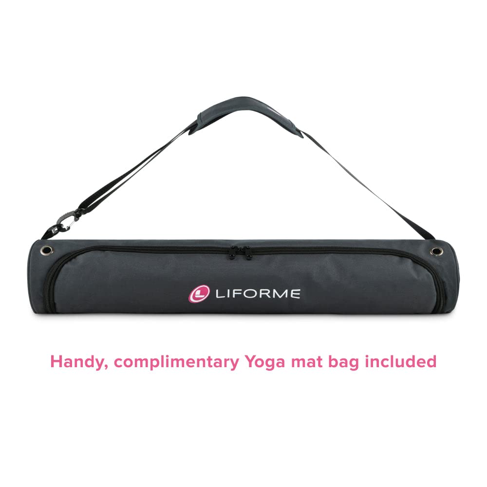 LIFORME Kids Classic Yoga Mat - Free Yoga Bag, Patented Alignment System, Warrior-like Grip, Non-slip, Eco-friendly, sweat-resistant, long, wide, 4.2mm thick mat for comfort