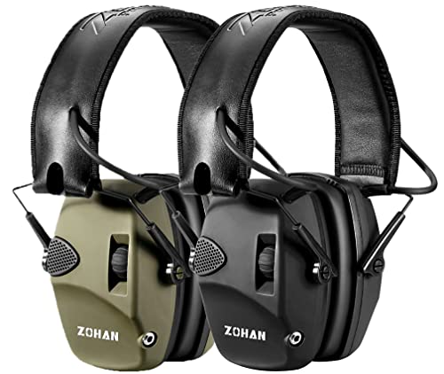 ZOHAN EM054 Electronic Shooting Ear Protection with 4X Sound Amplification 2 Pack,Slim Active Noise Reduction Earmuffs for Gun Range