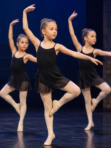 Girls 12Y Adjustable Ballet Leotard with Dance Skirt & Tights - Black