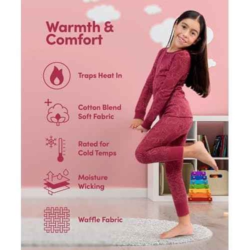 Fruit of the Loom girls Premium Thermal Waffle Underwear Set