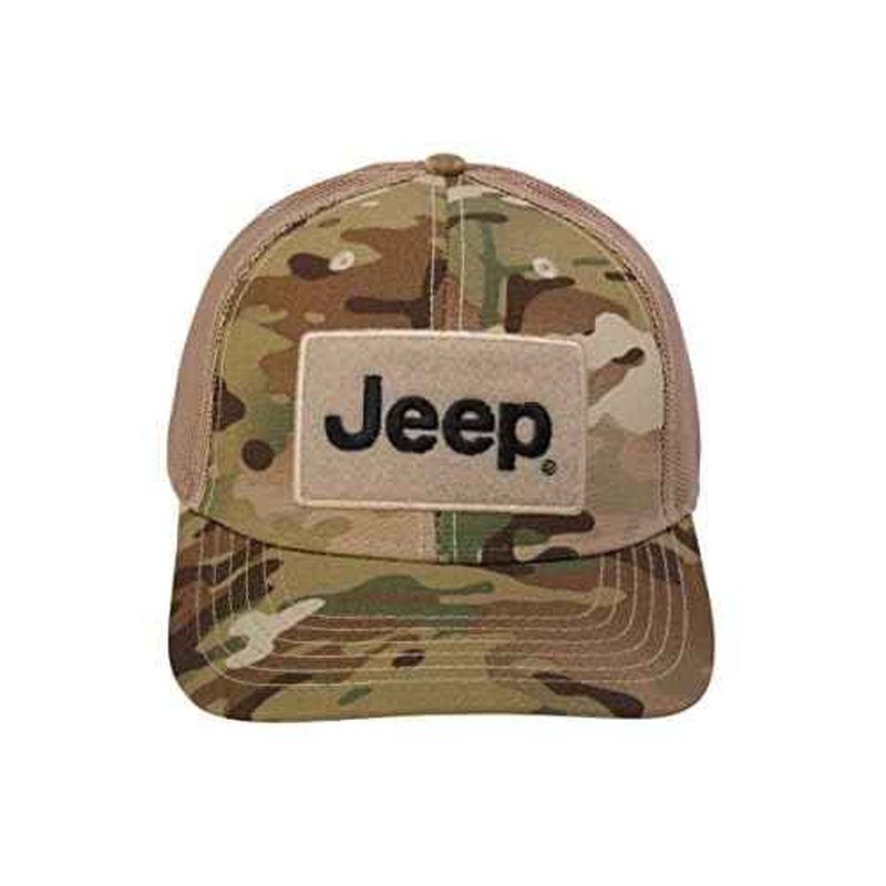 Jeep Text Logo Camo Pattern Hook and Loop Tactical Snapback Hat