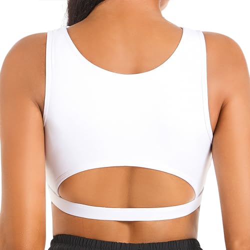 Push up Sports Bra for Women Sexy Hollow Crop Tops with Removable Cups Yoga Workout Fitness Yoga Bra Medium Support White X-Large