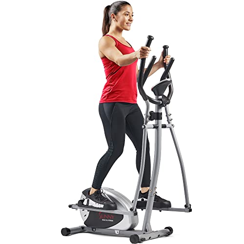 Sunny Health & Fitness Legacy Stepping Elliptical Machine, Total Body Cross Trainer with Hyper-Quiet Magnetic Belt Drive, Low Impact Exercise Equipment SF-E905