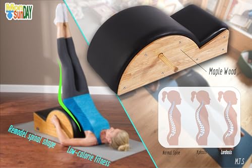 Generic M.T.S(Monday to Sunday) Pilates Spine Corrector Fitness Body Stretch Gym Yoga Elastic Bands Low Load Small Muscle Group Exercise Body Shaping Weight Loss (Maple Wood-Black), MTSPLTC021