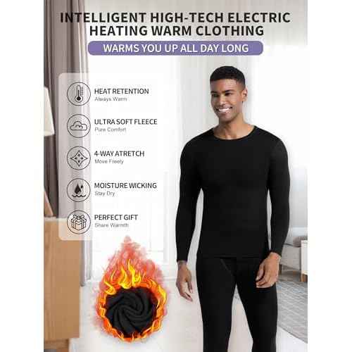 Warm Thermal Underwear Set Mens Base Layer Long Johns Winter Hunting Gear Bottom Leggings Top with Mens Crew Socks