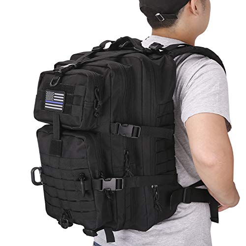 Hannibal Tactical 40L MOLLE Assault Backpack, Tactical Pack Military Army Camping Rucksack, 3-Day Pack Trip w/Patch, D-Rings