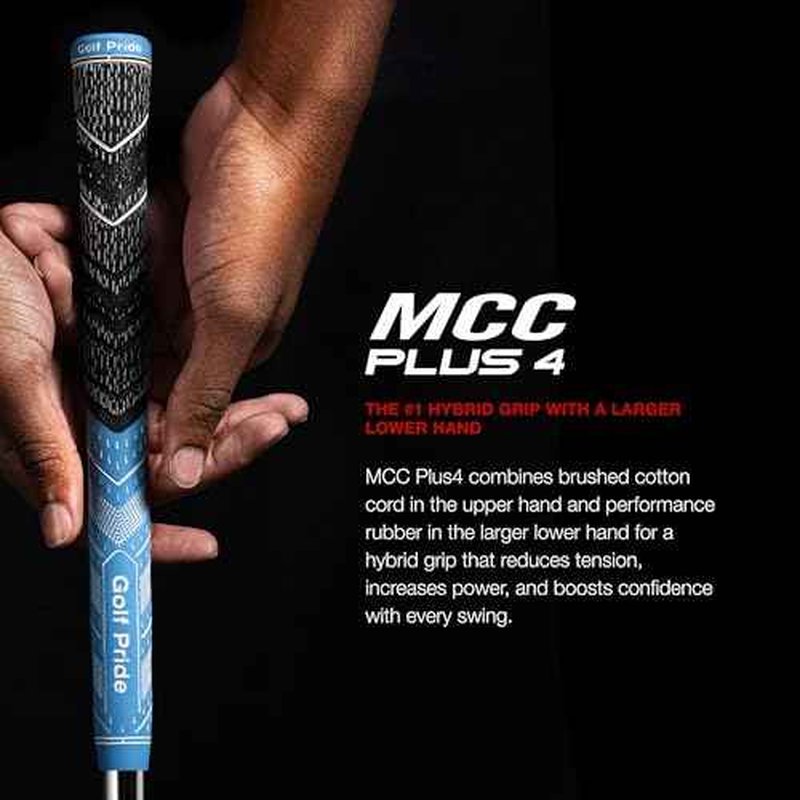 Golf Pride MCC Plus4 Golf Club Grip - All-Weather Hybrid Grip with Larger Lower Hand - Brushed Cotton Cord & Pebbled Texture - Navy/Orange