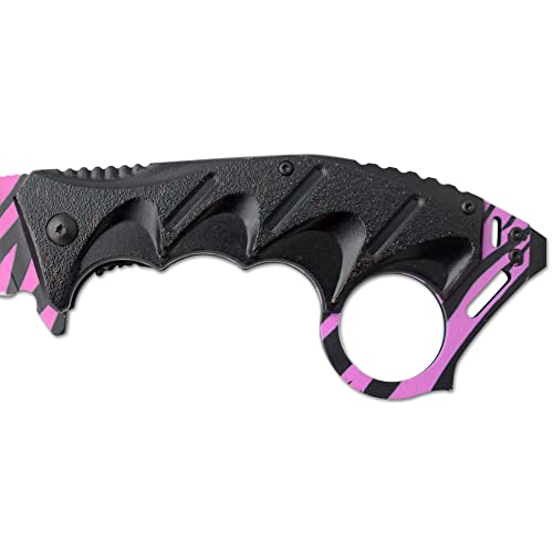 Snake Eye Tactical Everyday Carry Spring Assist Style Folding Pocket Knife EDC (Pink Zebra)