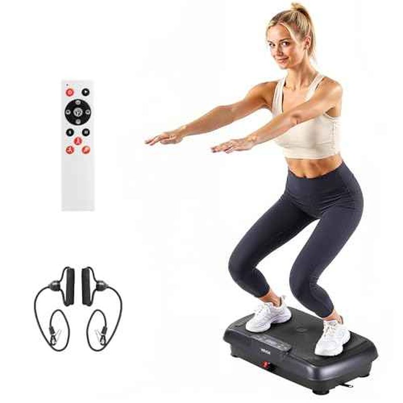VEVOR Vibration Plate Exercise Machine, Whole Body Shaker for Lymphatic Drainage and Weight Loss, Home Workout Gym Fitness Equipment with 2 Resistance Bands, Vibrating Platform for Women Men