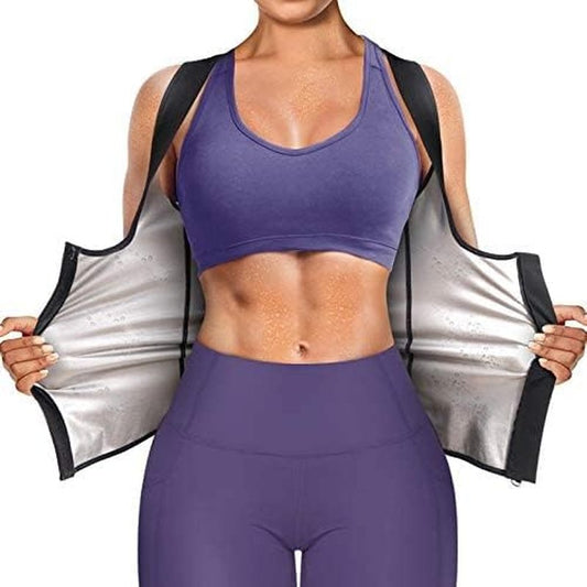 Sauna Suit for Women - Waist Trainer Vest with Zipper | Sweat Tank Top Shaper