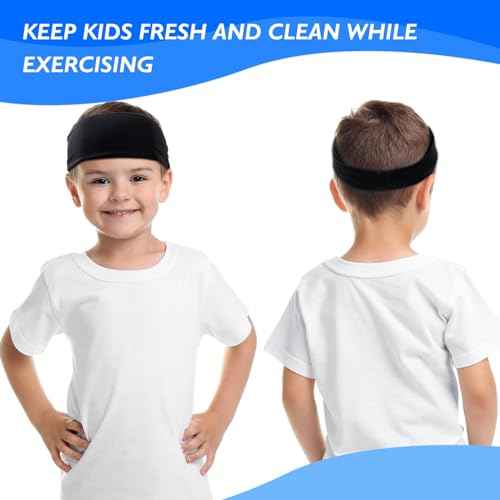 Sports Headbands for Kids, 5 Pack Moisture Wicking Sweatbands for Footable Soccer Baseball Running for Boys and Girls 5-15 Years Old