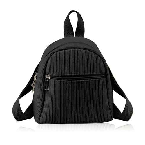 Cute Mini Backpacks, Corduroy Tiny Backpack Small Backpack for Women and Girls, Portable Ladies Backpacks (black)