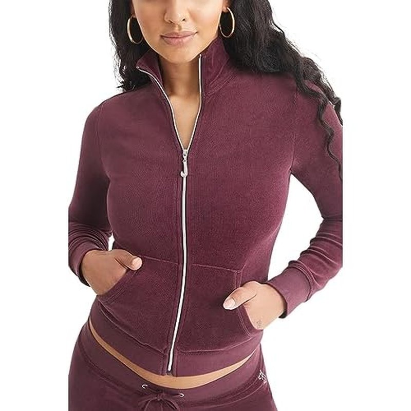 Ombre Bling Cotton Velour Mockneck Track Jacket
