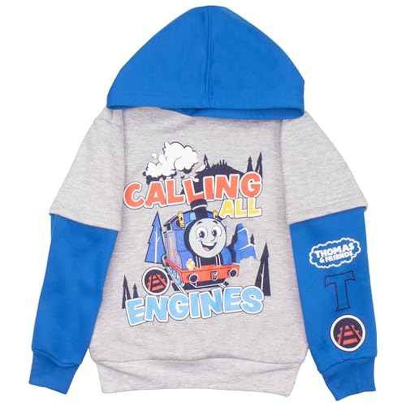 THOMAS & FRIENDS Boys 2-Piece Fleece Set - Thomas the Tank Engine Hooded Sweatshirt and Joggers Bundle for Kids