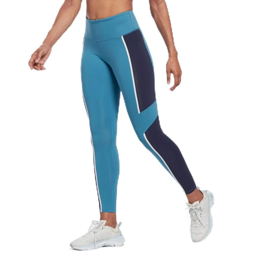 Reebok Women's Standard Lux High-Rise Leggings, Steely Blue, Medium