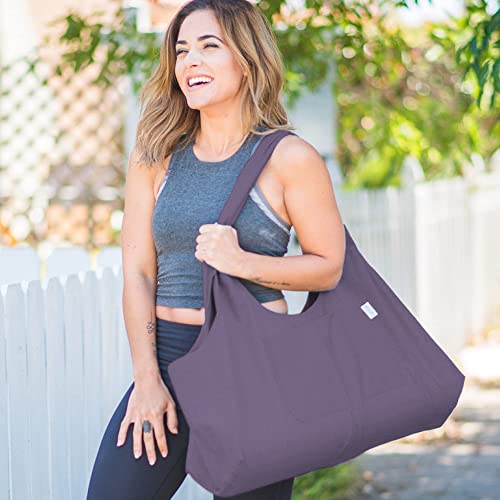 Yogiii Large Yoga Mat Carrier | The ORIGINAL YogiiiTotePRO Yoga Mat Bag | Yoga Bag for Mat and Blocks | Fits Most Size Mats (Imperial Purple)