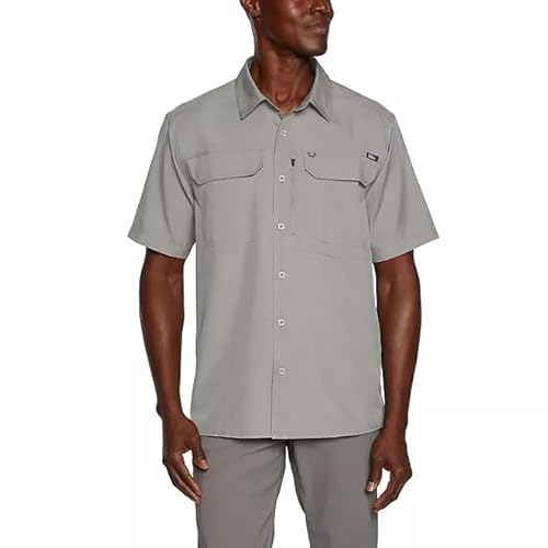 Eddie Bauer Men¡¯s UPF 50 Sun Protection Short Sleeve Relaxed Fit Woven Tech Shirt
