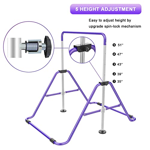 RINREA Gymnastic Bars for Kids with Adjustable Height, Folding Gymnastic Training Kip Bar, Junior Expandable Horizontal Monkey Bar for Home
