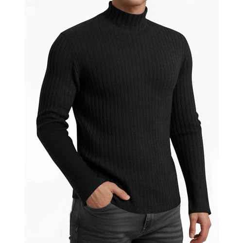 MANGOPOP Men's Mock Turtleneck Long Sleeve Shirts Fleece Ribbed Knit Pullover Sweater Basic Thermal Undershirt Tops 2025