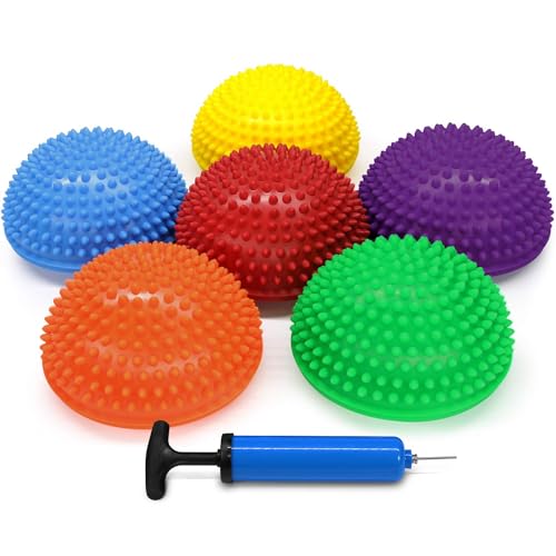 Yes4All Hedgehog Balance Pods for Exercise, Core Body Balancing, Balance Pods for Youth & Adults with Hand Pump - Set of 6