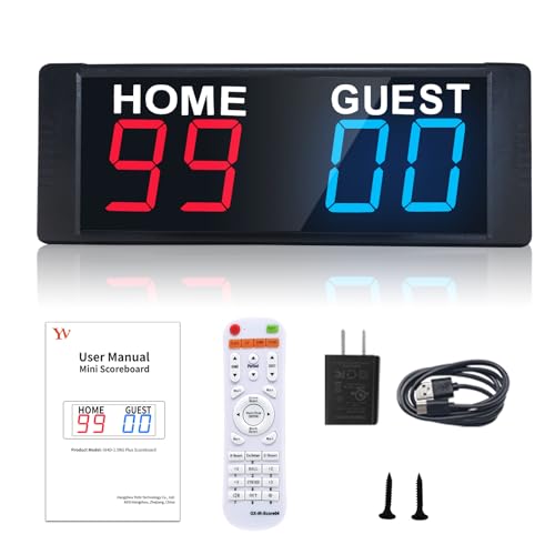 YZ LED Portable Digital Scoreboard, Tabletop Electronic Scoreboard with Remote, Score Keeper for Games Cornhole/Basketball/Ping Pong/Baseball/Tennis/Volleyball Indoor Outdoor