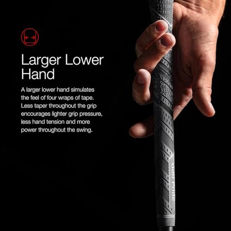 Golf Pride MCC Plus4 Golf Club Grip - All-Weather Hybrid Grip with Larger Lower Hand - Brushed Cotton Cord & Pebbled Texture - Black/Gold