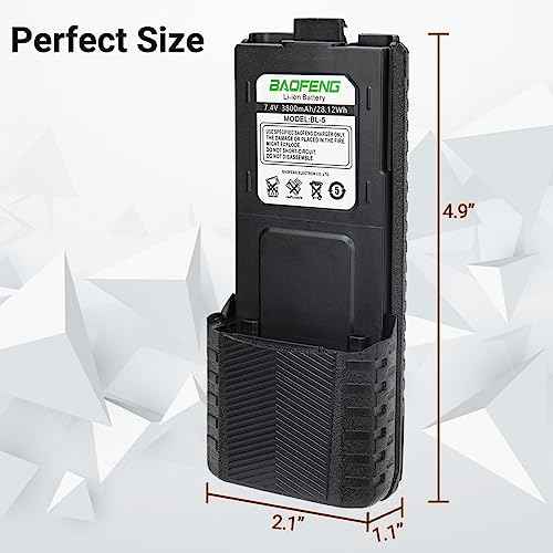 BAOFENG UV-5R Battery 3800mAh USB-C Charging Extended High Capacity Ham Radio Battery UV5R BF-8HP UV-5R Series Radios with Type-C Charging Cable,2Pack