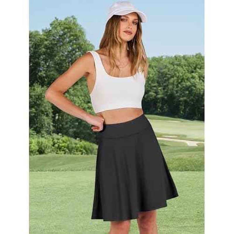 ANRABESS Knee Length Skorts Skirts for Women 2025 Summer High Waisted Golf Tennis Skirt Casual Travel Built-in Shorts Clothes
