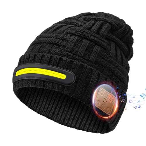 LED Beanie Hat with Bluetooth-Tech Gifts for Men and Women, Rechargeable Wireless Beanie Cap Headlamp Music Hat