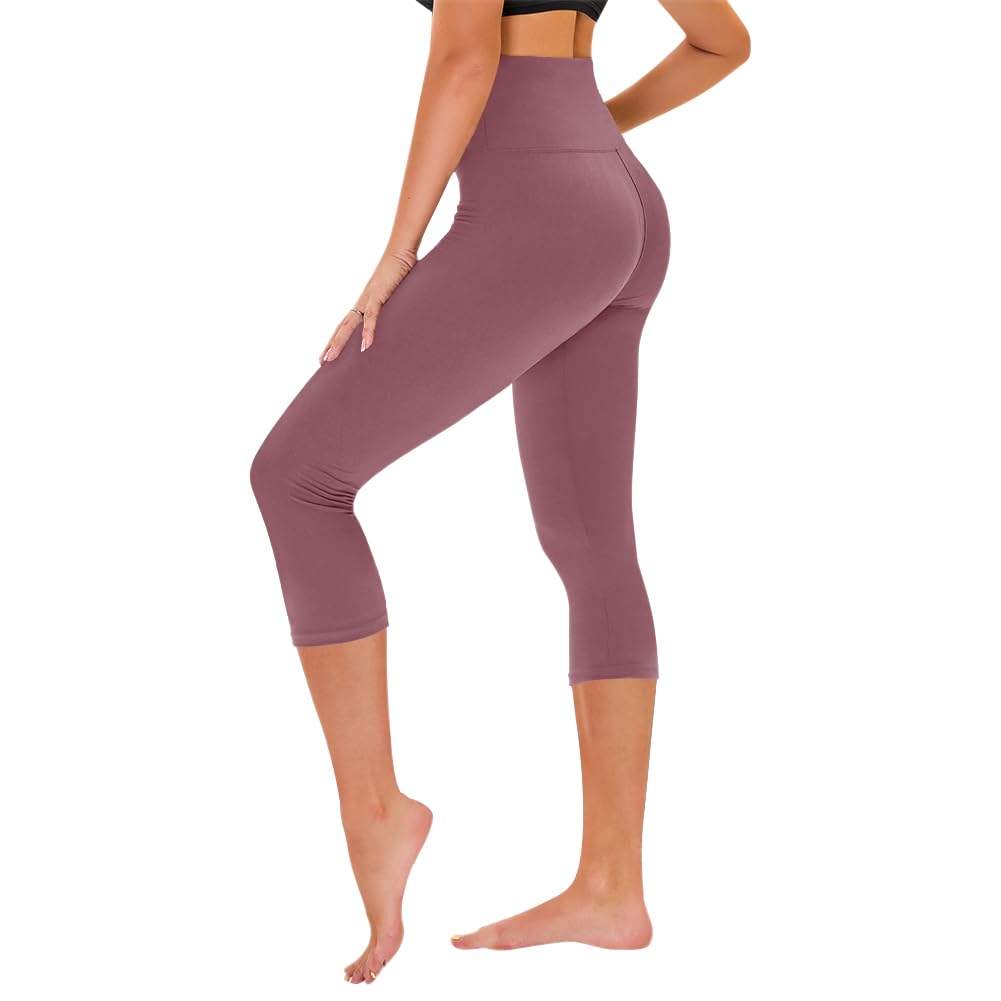 TNNZEET Capri Leggings for Women - Tummy Control Black Leggings with Pockets High Waisted Yoga Pants Workout Cycling Leggings