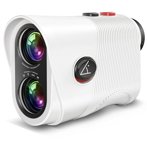 HESAIN White Golf Rangefinder with Slope, 1200 Yards, 7X Magnification, Rechargeable, Flag Lock & Magnetic Attachment