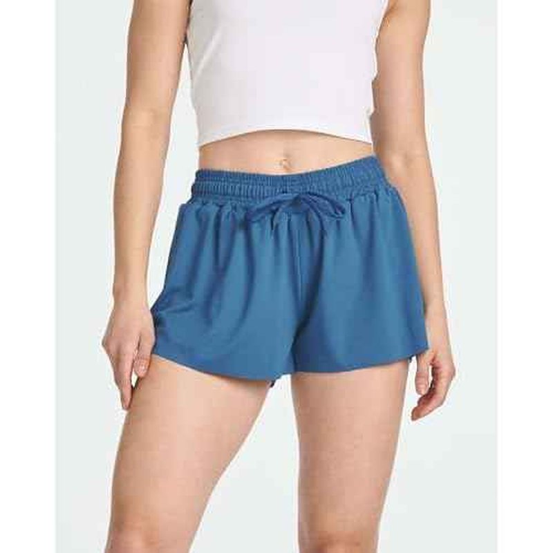 Real Essentials 4 Pack:Womens Flowy Dry Fit Running Short - Spandex Underneath Workout Summer Shorts (Available in Plus Size)
