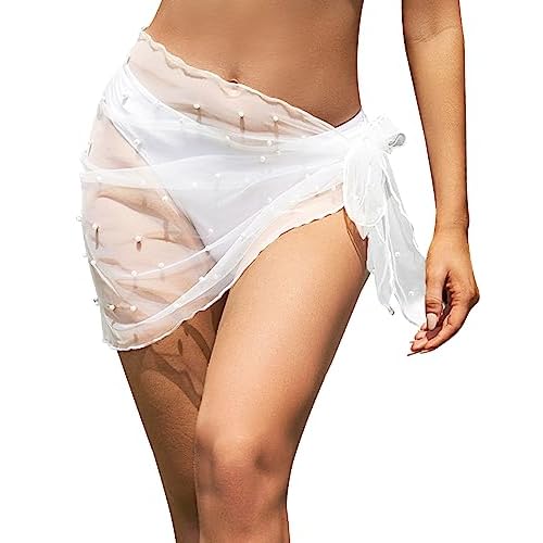 Ekouaer Womens 2025 Sarongs Beach Wraps Chiffon Beach Cover Up Short Sheer Bikini Wraps S-3XL