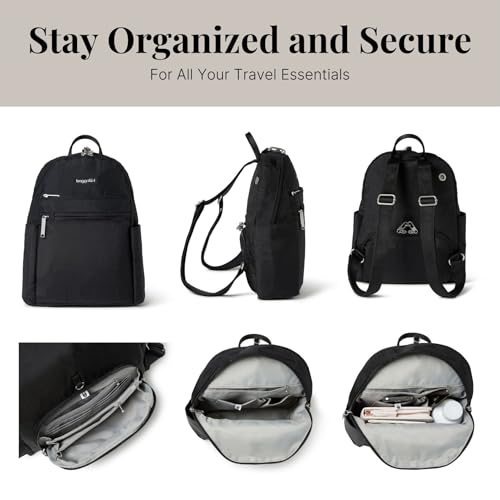 Securtex® Anti-theft Vacation Travel Backpack 10x13" Slash-Resistant Nylon Daypack w/RFID, Black