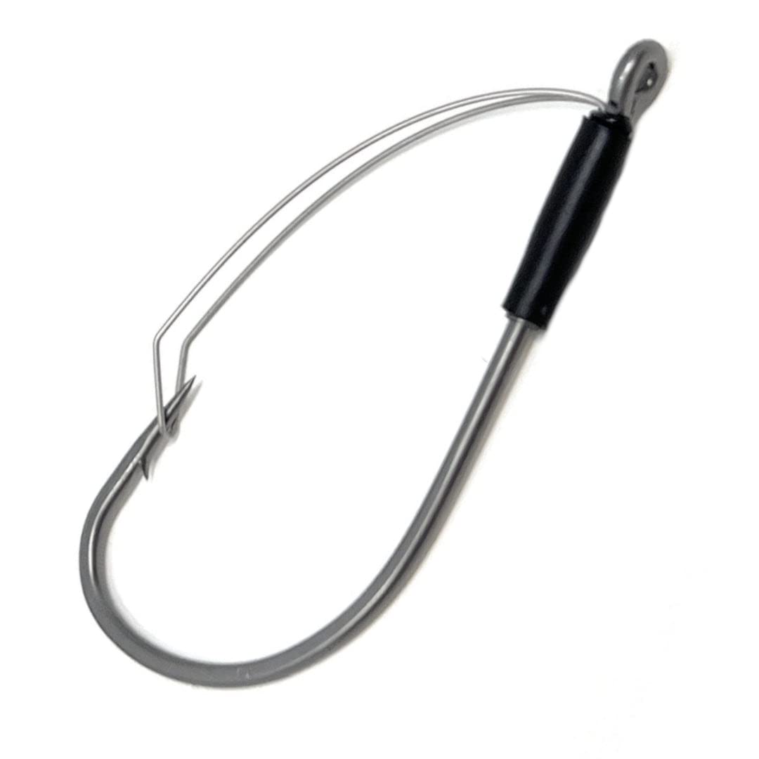 Reaction Tackle Neko Hooks - Weedless Finesse Fishing Hooks for Bass - High Carbon Steel Wacky and Neko Rig Hooks for Soft Plastic Worms - #1/0 Wire Guard (25-Pack)