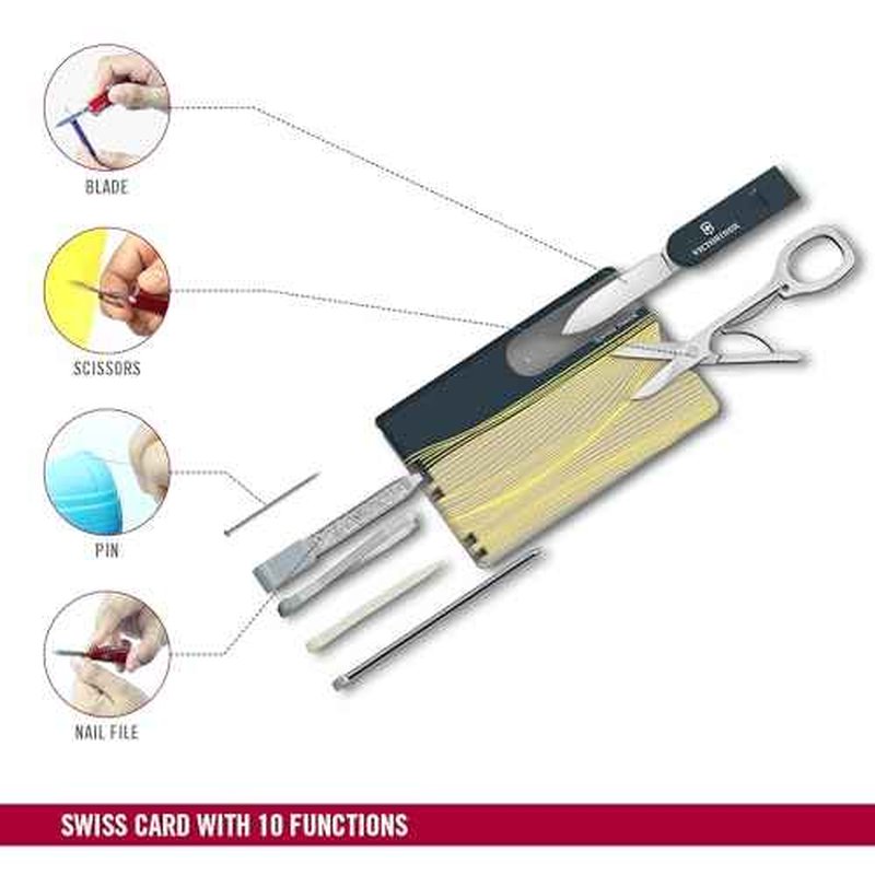 Victorinox Live to Explore Classic Swiss Card, 10 Function Swiss Made Multitool Card, New York Style