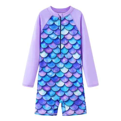 UMELOK Girls Long Sleeve Rash Guard One Piece Swimsuits with UV Protection Sunsuit