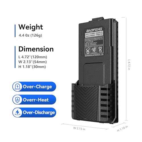 BAOFENG 2 Pack UV-5R BF-F8HP Extended Battery BL-5L 3800 mAh with USB Charging Cable for UV-5R, BF-F8HP, UV-5X3 Radios