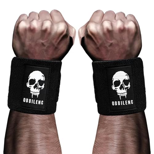 OBBILENC Gym Wrist Wraps, Weightlifting Wrist Straps for Men and Women, Heavy Duty Elastic Cotton Wrist Support Straps for Weight Lifting, Strength Training, Gymnastics and Bodybuilding