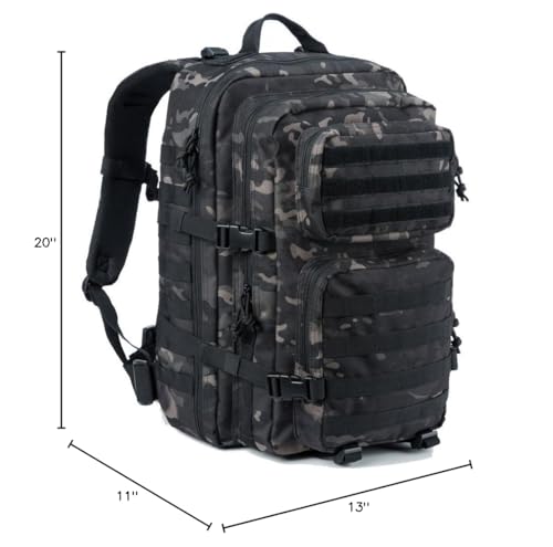 REEBOW GEAR Military Tactical Backpack Large Army 3 Day Assault Pack Molle Bag Backpacks (Black Camo)