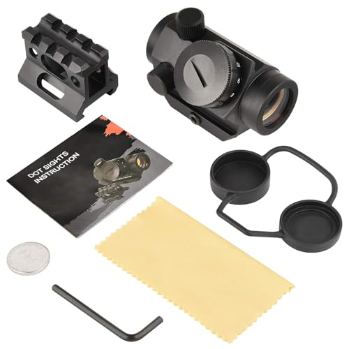 MidTen 2MOA Red Dot Sight 1x25mm Reflex Sight Waterproof & Shockproof & Fog-Proof Red Dot Scope, Mini Riflescope with 1 inch Riser Mount, Black