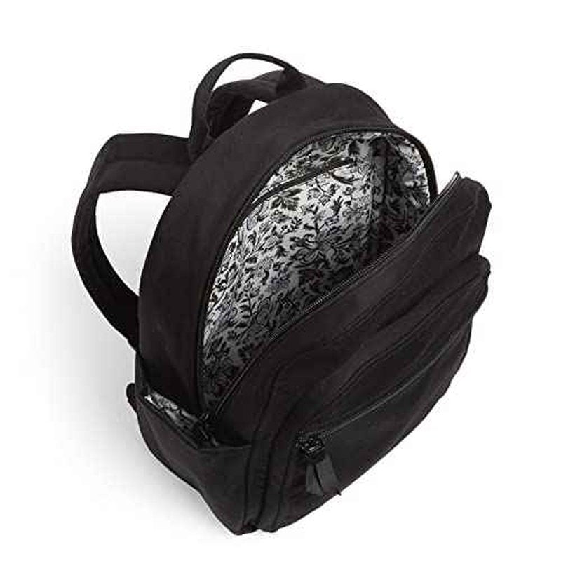 Vera Bradley Women's Cotton Small Backpack, Classic Black, One Size